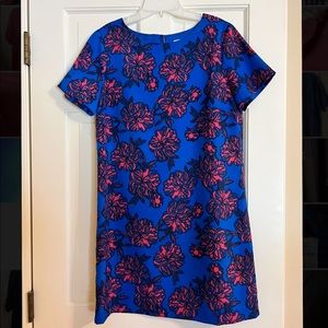 JCrew blue and pink floral shift dress